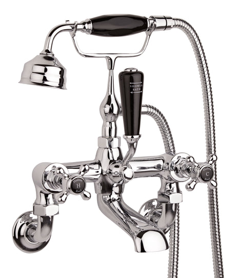 Black Topaz With Crosshead Handle Wall Mounted Bath Shower Mixer