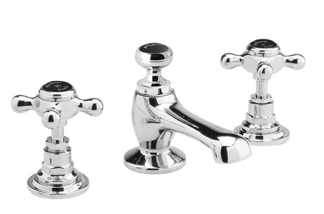 Black Topaz With Crosshead Handle 3 Tap Hole Basin Mixer