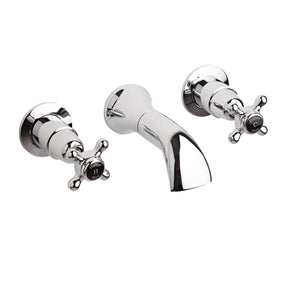 Black Topaz With Crosshead Handle 3 Tap Hole Wall Mounted Basin Mixer