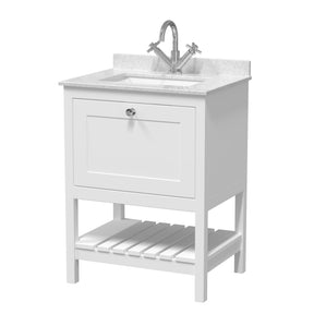 Hudson Reed Bexley 600mm Floor Standing 1 Drawer Vanity Unit with Single Bowl Marble Top, 1 Tap Hole