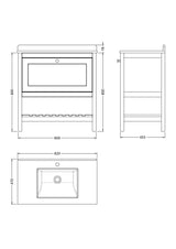 Bexley Floor Standing 1 Drawer Vanity & Single Bowl 1 Tap Hole Marble Top, 800mm