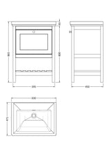 Hudson Reed Bexley 600mm Floor Standing Vanity Unit with 1 Drawer & 0 Tap Hole Basin