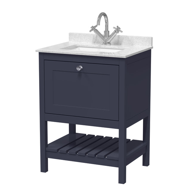 Hudson Reed Bexley 600mm Floor Standing 1 Drawer Vanity Unit With Marble Top Basin