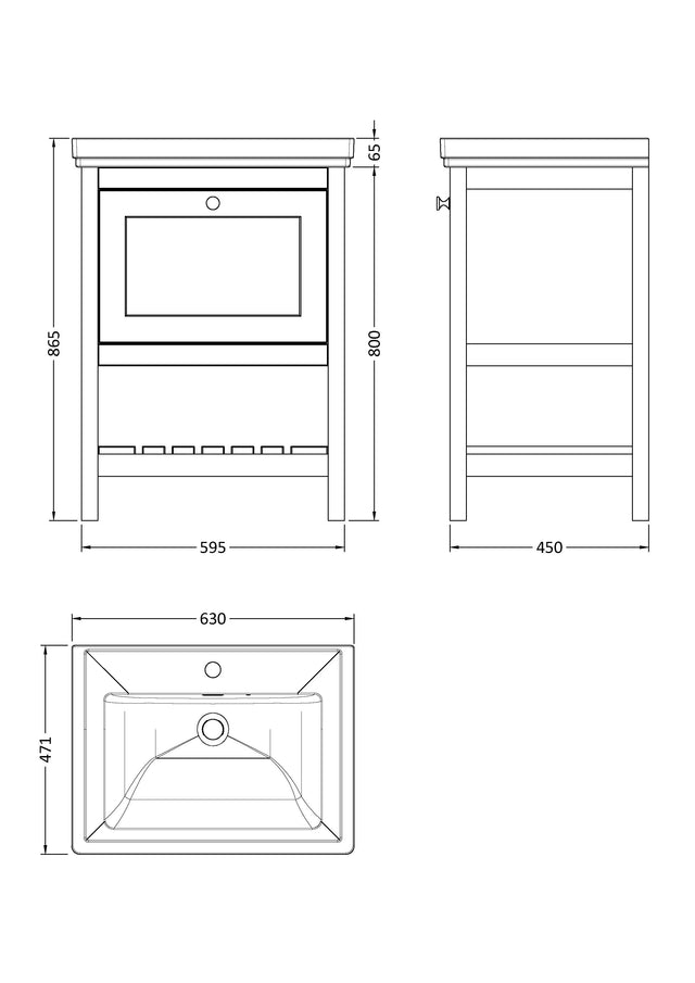 Hudson Reed Bexley 600mm Fern Green Floor Standing Vanity Unit with 1 Tap Hole Basin