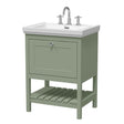 Hudson Reed Bexley 600mm Fern Green 1 Drawer Floor Standing Vanity Unit with 3 Tap Hole Fireclay Basin
