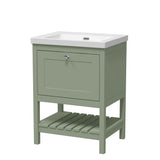 Bexley Floor Standing 1 Drawer Vanity & 0 Tap Hole Contemporary Fireclay Basin, 600mm - Fern Green