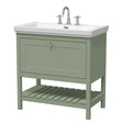 Hudson Reed Bexley 800mm Fern Green Floor Standing Vanity Unit With 3 Tap Hole Basin, Soft Close Drawers