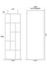 Abstract 700mm Frame Wetroom Screen with Support Bars