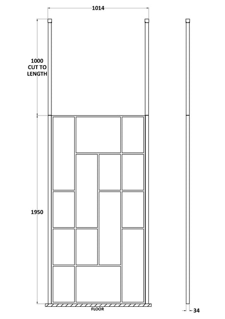 Abstract 1000mm Frame Wetroom Screen with Ceiling Posts