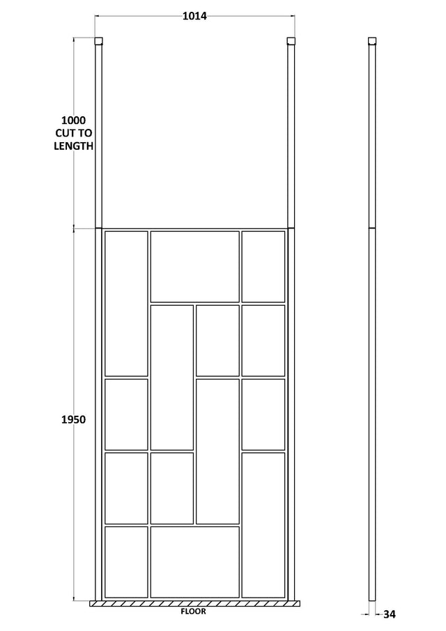 Abstract 1000mm Frame Wetroom Screen with Ceiling Posts
