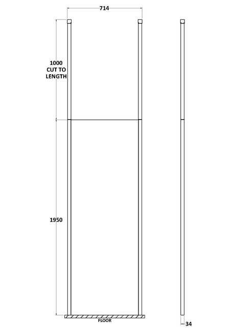 700mm Wetroom Screen with Ceiling Posts