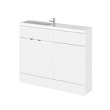 Hudson Reed Fusion 1105mm Gloss White Compact Floor Standing 2 Door Vanity Basin & Toilet Combination Unit