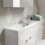 Hudson Reed Fusion 1105mm Gloss White Compact Floor Standing 2 Door Vanity Basin & Toilet Combination Unit