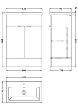 Hudson Reed Fusion 600mm Floor Standing 2 Door Vanity Unit & Ceramic Basin