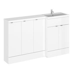 Hudson Reed Fusion 1500mm Gloss White Floor Standing Right Hand Vanity Basin Combination With Handles