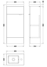 Hudson Reed Fusion 400mm Compact Gloss White Floor Standing 1 Door Vanity Unit & Basin