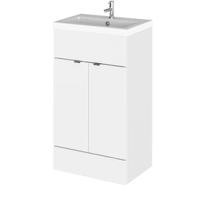 Hudson Reed Fusion 500mm Floor Standing 2 Door Vanity Unit With Polymarble Basin