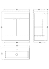 Hudson Reed Fusion 800mm Floor Standing 2 Door Vanity Unit & Basin
