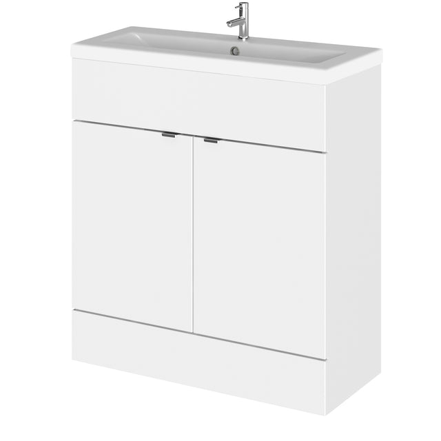 Hudson Reed Fusion 800mm Gloss White Floor Standing 2 Door Vanity Unit & Basin