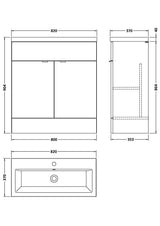 Hudson Reed Fusion 800mm Gloss White Floor Standing 2 Door Vanity Unit & Basin