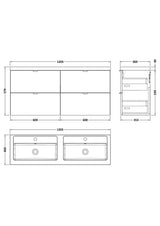 Hudson Reed Fusion 1200mm Vanity Unit With Twin Polymarble Basin