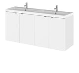 Hudson Reed Fusion 1200mm Wall Hung Vanity Unit & Twin Polymarble Basin