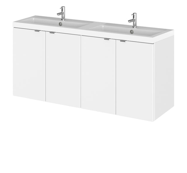 Hudson Reed Fusion 1200mm Wall Hung Vanity Unit & Twin Polymarble Basin