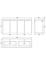 Hudson Reed Fusion 1200mm Wall Hung Vanity Unit With Twin Ceramic Basin