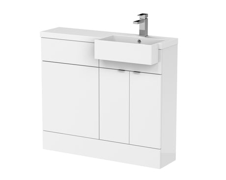 Hudson Reed Fusion 1000mm Floor Standing 2 Door Vanity & Toilet Combination with Right Hand Semi Recessed Basin