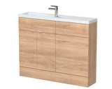 Hudson Reed Fusion 1100mm Bleached Oak Compact Combination Vanity Unit With Handles