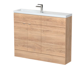 Hudson Reed Fusion 1100mm Bleached Oak Compact Combination Vanity Unit With Handles