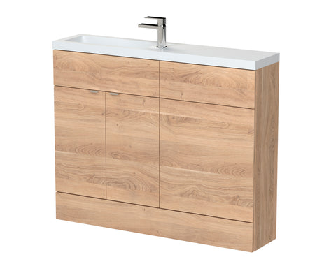 Hudson Reed Fusion 1100mm Bleached Oak Compact Combination Vanity Unit With Handles