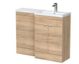 Hudson Reed Fusion 1100mm Right Hand Bleached Oak Combination Unit With Handles, With Overflow