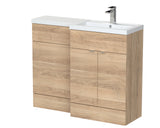 Hudson Reed Fusion 1100mm Right Hand Bleached Oak Combination Unit With Handles, With Overflow