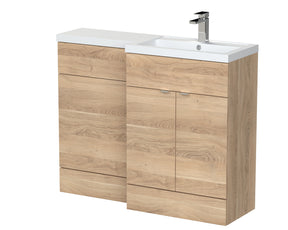Hudson Reed Fusion 1100mm Right Hand Bleached Oak Combination Unit With Handles, With Overflow