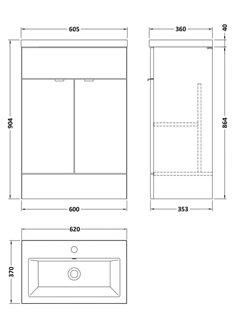 Hudson Reed Fusion 600mm Bleached Oak Vanity Unit & Basin Ready-Built