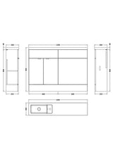 Hudson Reed Fusion 1200mm Bleached Oak Compact Basin Combination Unit With Handles & Overflow