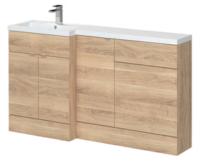 Hudson Reed Fusion 1500mm Left Hand Bleached Oak Combination Basin Unit With Basin, Handles & Overflow