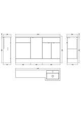 Hudson Reed Fusion 1500mm Bleached Oak Right Hand Combination Unit With Handles & Overflow