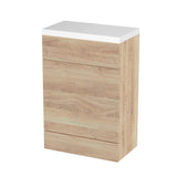 Hudson Reed Fusion 600mm Bleached Oak Toilet Unit With Polymarble Top