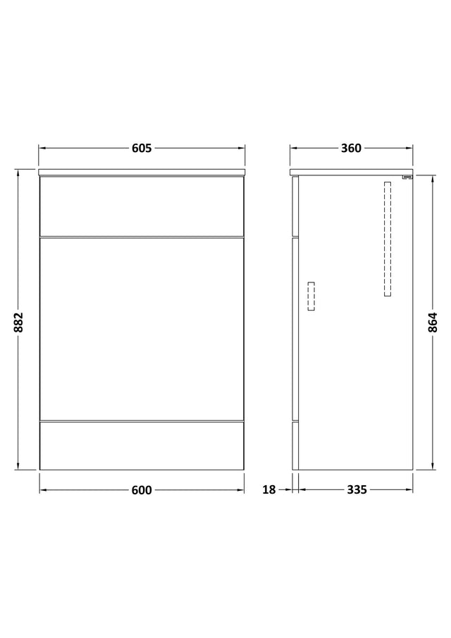 Hudson Reed Fusion 600mm 355mm Deep Bleached Oak Toilet Unit
