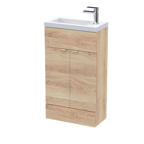 Hudson Reed Fusion 500mm Bleached Oak Compact Vanity Unit & Basin With Handles