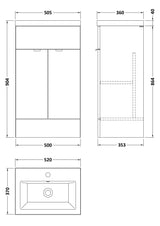 Hudson Reed Fusion 500mm Vanity Unit & Basin With Handles