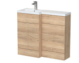 Hudson Reed Fusion 1000mm Left Hand Bleached Oak Combination Vanity Unit With Handles