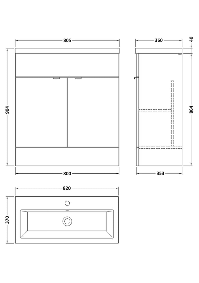 Hudson Reed Fusion 800mm Bleached Oak Vanity Unit & Basin With Handles