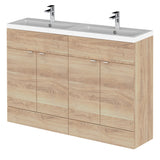 Hudson Reed Fusion 1200mm Bleached Oak Floor Standing 4-Door Vanity Unit with Double Basin