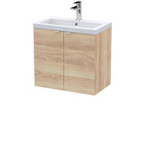 Hudson Reed Fusion 600mm Bleached Oak 2-Door Wall Hung Vanity Unit Including Basin