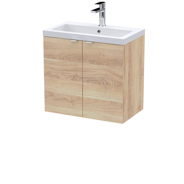 Hudson Reed Fusion 600mm Bleached Oak 2-Door Wall Hung Unit & Basin