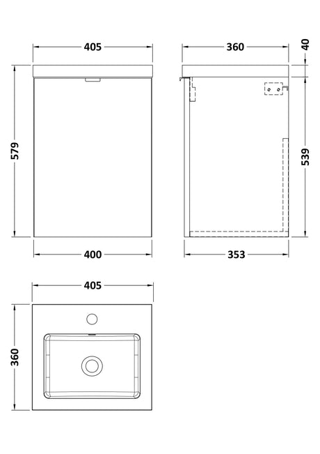 Hudson Reed Fusion 400mm Wall Hung Unit & Basin with Soft Close Door