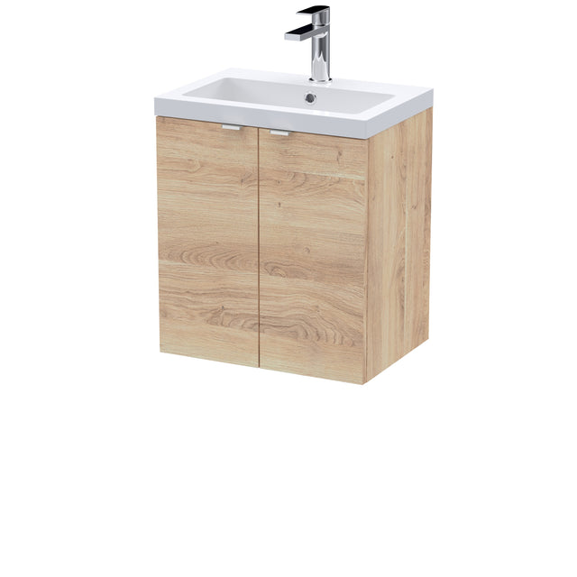 Hudson Reed Fusion 500mm Bleached Oak 2-Door Wall Hung Unit & Basin With Soft Close Doors